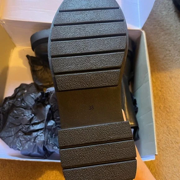 H&M Genuine Leather Black Combat Boots - Picture 4 of 6